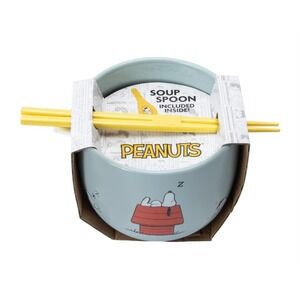NEW! Peanuts Snoopy Poses‎ Ramen Bowl & Chopsticks & Spoon Bundle Set Of 4